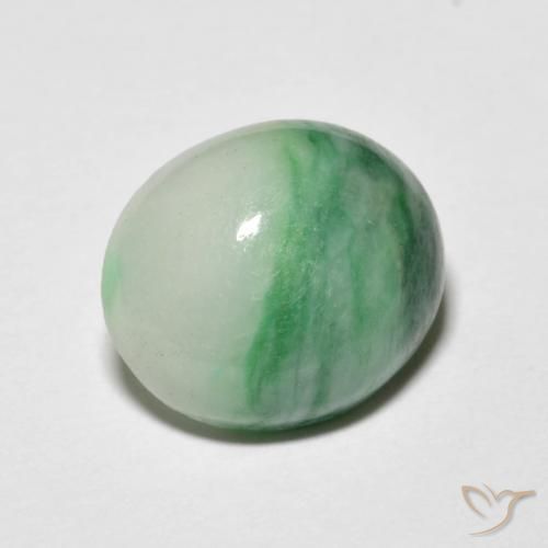 4.12 ct Green Jadeite Stone, Natural Jadeite in Oval Cabochon Shape for Sale