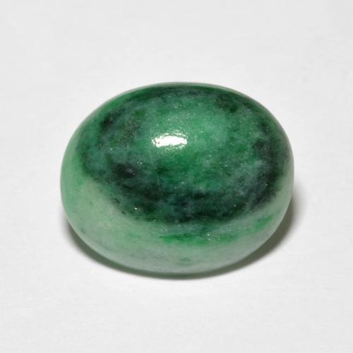 Jadeíta Verde Cabujón Óvalo de 12,6 x 10,4mm de Myanmar, peso de 4.42ct, piedra preciosa No tratado de forma natural en claridad Opaco, Jadeíta de 1 pieza: el color es Verde frío, dureza Mohs de 6 - 6.5, Photo A