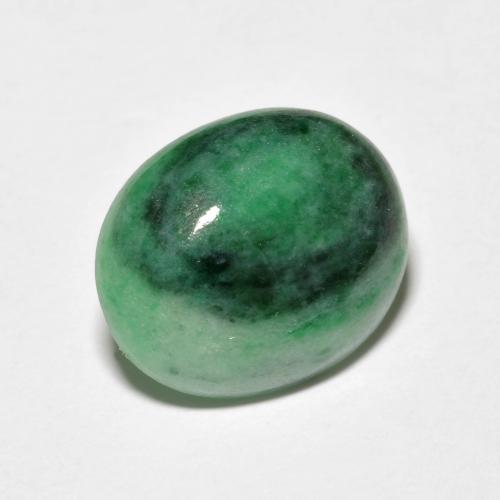 4.42 ct Green Jadeite Stone, Natural Jadeite in Oval Cabochon Shape for Sale