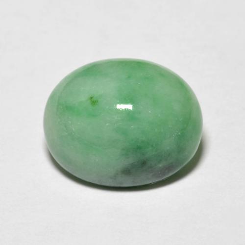 4.94 ct Green Jadeite Gemstone, Jadeite Gem in Oval Cabochon Shape for Sale.