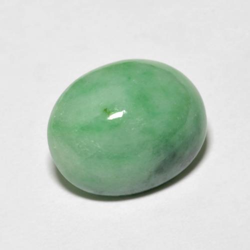 4.94 ct Green Jadeite Stone, Natural Jadeite in Oval Cabochon Shape for Sale