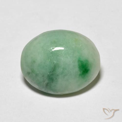 11,8 x 9,6mm ovaler grüner Jade aus Myanmar, Gewicht 4,95 ct, 1 Stück Jade - Farbe: Grün, natürlicher Edelstein in Opaque Reinheit, Mohs-Härte von 6 - 6,5, Photo A