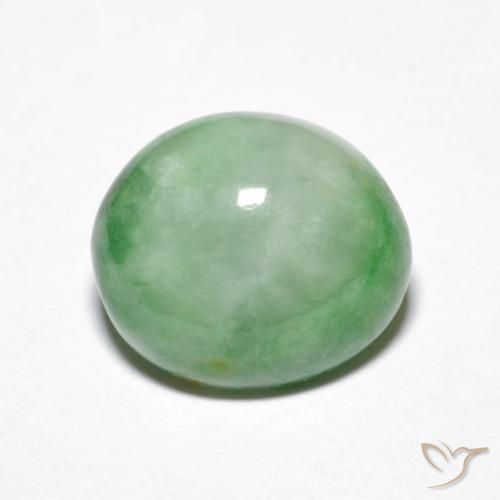 4.30ct Natural Green White Jadeite, Oval, Opaque