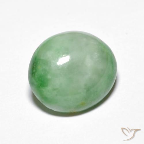 4.30 ct Green Jadeite Stone, Natural Jadeite in Oval Cabochon Shape for Sale