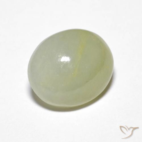 4.62 ct Green Jadeite Stone, Natural Jadeite in Oval Cabochon Shape for Sale