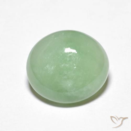 4,69 ct ovaler Jade aus Myanmar, Größe: 11,8 x 10,5mm, Reinheit: Translucent, Garantiert echter Edelstein, 1 Stück Jade in Grün Farbe, Mohs-Härte von 6 - 6,5, Photo A