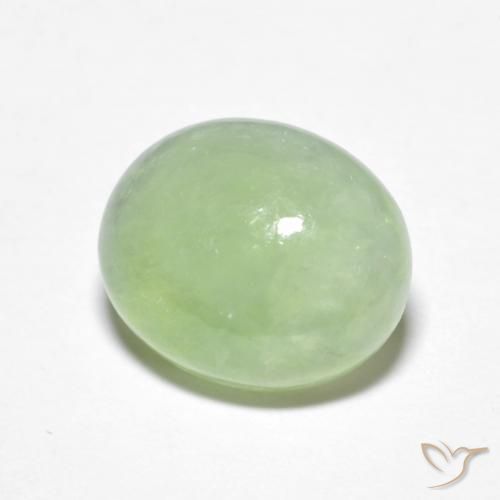5.09 ct Green Jadeite Stone, Natural Jadeite in Oval Cabochon Shape for Sale