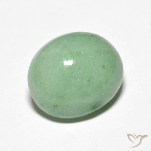 4.32 ct Green Jadeite Stone, Natural Jadeite in Oval Cabochon Shape for Sale