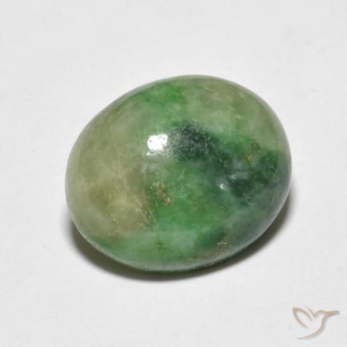 4.66 ct Green Jadeite Stone, Natural Jadeite in Oval Cabochon Shape for Sale