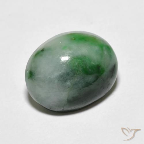 4.59 ct Green Jadeite Stone, Natural Jadeite in Oval Cabochon Shape for Sale