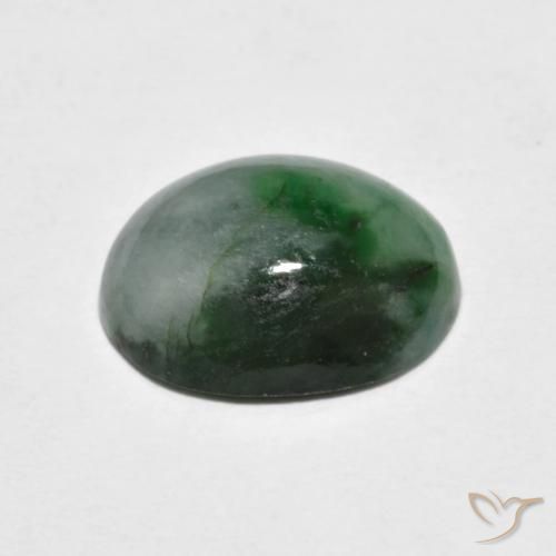 Jadeite Gemstone in 12 x 10 mm (calibrated) Size for Sale, Jadeite Stone in Dark Green Color