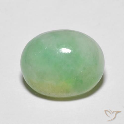 5.09ct Natural Light Green Jadeite, Oval, Opaque