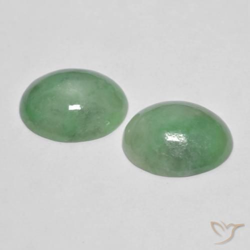 Jadeite Gemstones in 12.2 x 10.5 mm Size for Sale, Jadeite Stones in Light Sage Green Color
