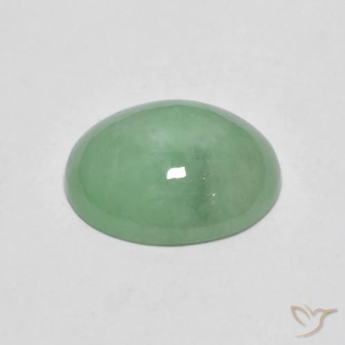 Jadeite Gemstone in 12 x 10 mm (calibrated) Size for Sale, Jadeite Stone in Light Sage Green Color