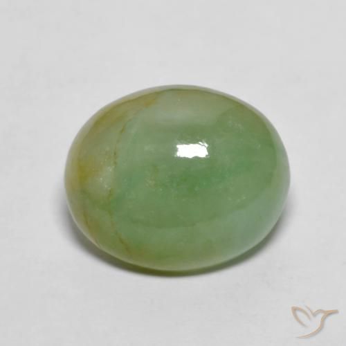 5.42ct Natural Pale Earth Green Jadeite, Oval, Opaque