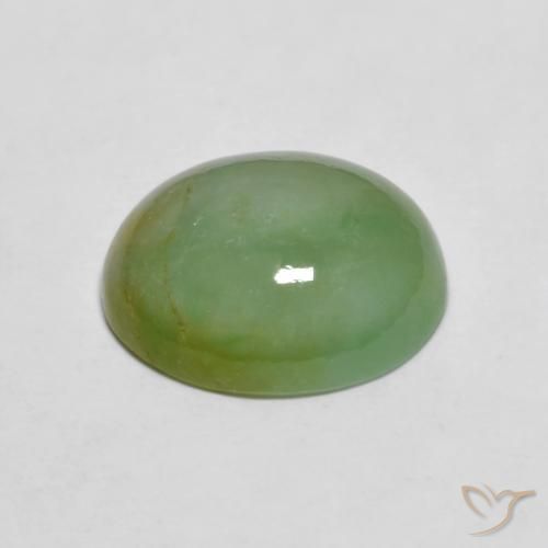Jadeite Gemstone in 12 x 10 mm (calibrated) Size for Sale, Jadeite Stone in Pale Earth Green Color