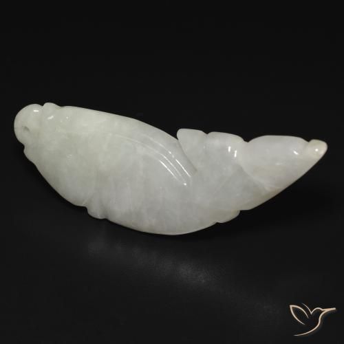 28.60 ct White Jadeite Stone, Natural Jadeite in Carved Fish with Hole Shape for Sale