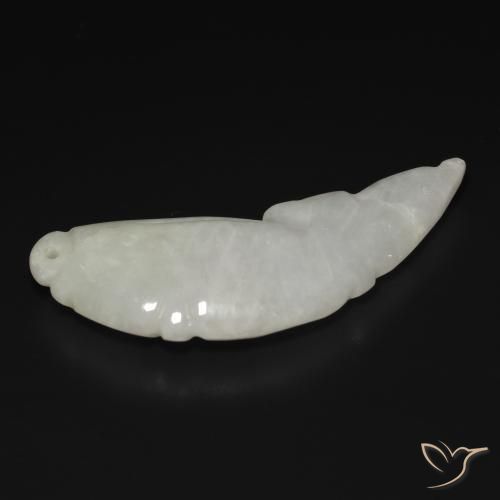 Jadeite Gemstone in 40 x 13.8 mm Size for Sale, Jadeite Stone in Light Green White Color