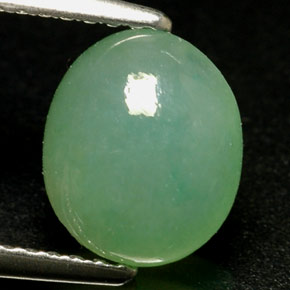 2.01 ct Green Jadeite Stone, Natural Jadeite in Oval Cabochon Shape for Sale