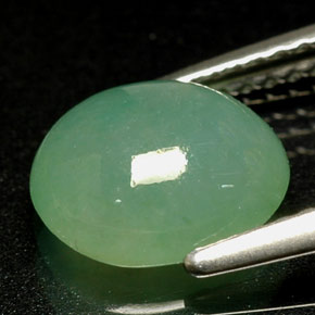 Jadeite Gemstone in 9.6 x 7.7 mm Size for Sale, Jadeite Stone in Green Color