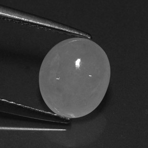 2.20 ct White Jadeite Stone, Natural Jadeite in Oval Cabochon Shape for Sale