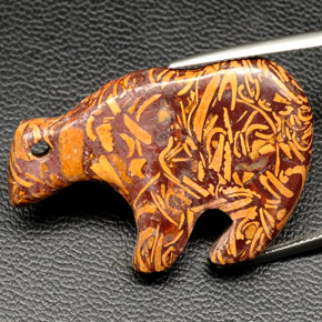 54.90 ct Multicolor Jasper Gemstone, Jasper Gem in Carved Bear Shape for Sale.