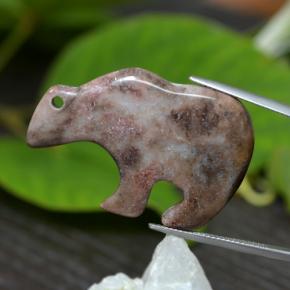 47.04 ct Multicolor Jasper Gemstone, Jasper Gem in Bear Carving with Hole Shape for Sale.