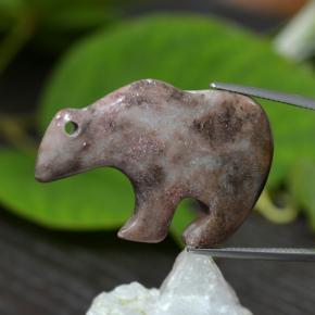 47.04 ct Multicolor Jasper Stone, Natural Jasper in Bear Carving with Hole Shape for Sale