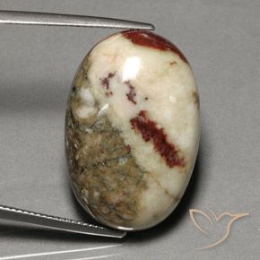 35.14 ct Multicolor Jasper Stone, Natural Jasper in Oval Cabochon Shape for Sale