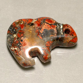 32.92 ct Multicolor Jasper Gemstone, Jasper Gem in Carved Bear Shape for Sale.