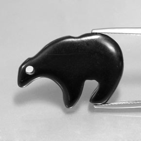 18.32 ct Black Jasper Gemstone, Jasper Gem in Carved Bear Shape for Sale.