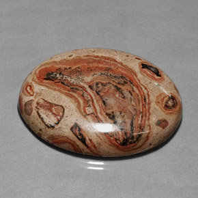 85.37 ct Multicolor Jasper Gemstone, Jasper Gem in Oval Cabochon Shape for Sale.