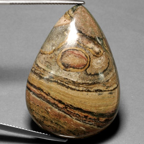 50.80 ct Multicolor Jasper Gemstone, Jasper Gem in Pear Cabochon Shape for Sale.