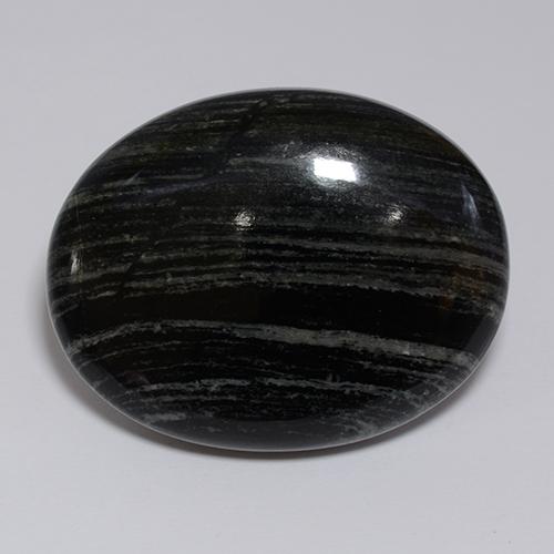 57.34 ct Black Jasper Stone, Natural Jasper in Oval Cabochon Shape for Sale