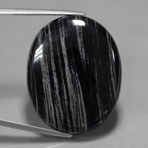 54.69 ct Black Jasper Stone, Natural Jasper in Oval Cabochon Shape for Sale