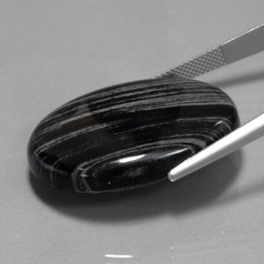 Jasper Gemstone in 32.8 x 26.2 mm Size for Sale, Jasper Stone in Black with Grey Lines Color