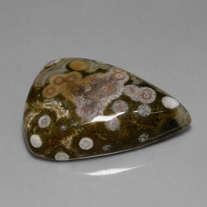 39.82 ct Multicolor Jasper Gemstone, Jasper Gem in Trillion Cabochon Shape for Sale.