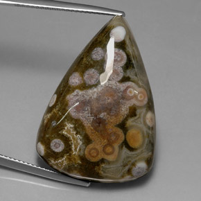 39.82 ct Multicolor Jasper Stone, Natural Jasper in Trillion Cabochon Shape for Sale