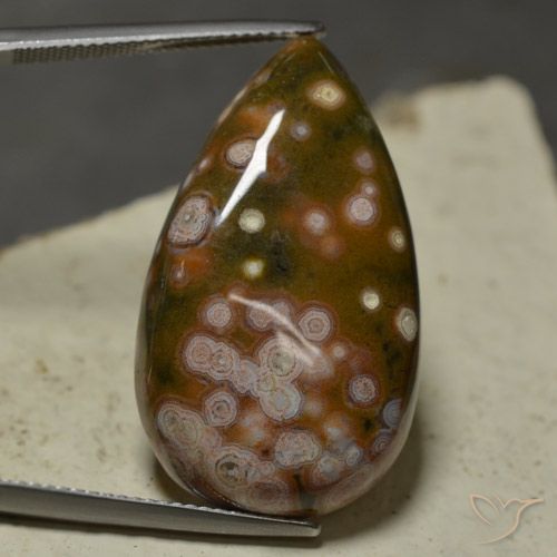 30.74ct Natural Multicolor Jasper, Pear Shape, Opaque