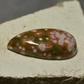 30.74 ct Multicolor Jasper Stone, Natural Jasper in Pear Cabochon Shape for Sale