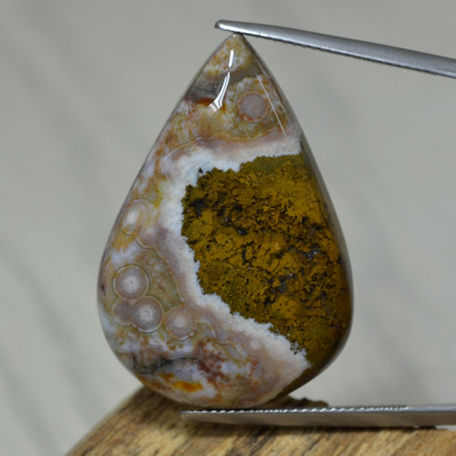 Multicolor Jasper Gem - 37.5ct Pear Cabochon (ID: 277000)