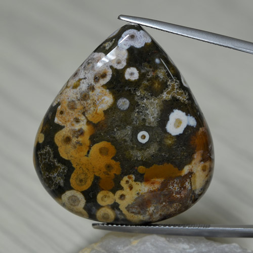 Multicolor Jasper Gem - 61.4ct Pear Cabochon (ID: 277016)