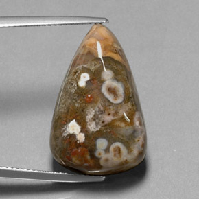 20.99 ct Multicolor Jasper Stone, Natural Jasper in Pear Cabochon Shape for Sale