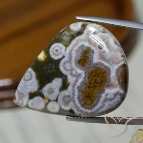37.19 ct Multicolor Jasper Stone, Natural Jasper in Pear Cabochon Shape for Sale