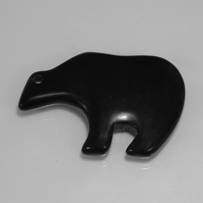 36.77 ct Black Jasper Gemstone, Jasper Gem in Carved Bear Shape for Sale.