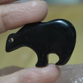 42.52 ct Black Jasper Stone, Natural Jasper in Bear Carving with Hole Shape for Sale
