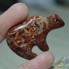 59.70 ct Multicolor Jasper Gemstone, Jasper Gem in Bear Carving with Hole Shape for Sale.