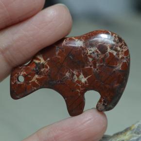 59.70 ct Multicolor Jasper Stone, Natural Jasper in Bear Carving with Hole Shape for Sale