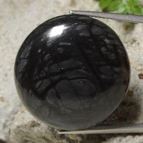 32.19 ct Black Jasper Stone, Natural Jasper in Round Cabochon Shape for Sale