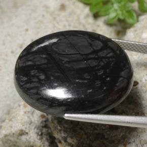 Jasper Gemstone in 24.6 mm Size for Sale, Jasper Stone in Black with Grey Lines Color